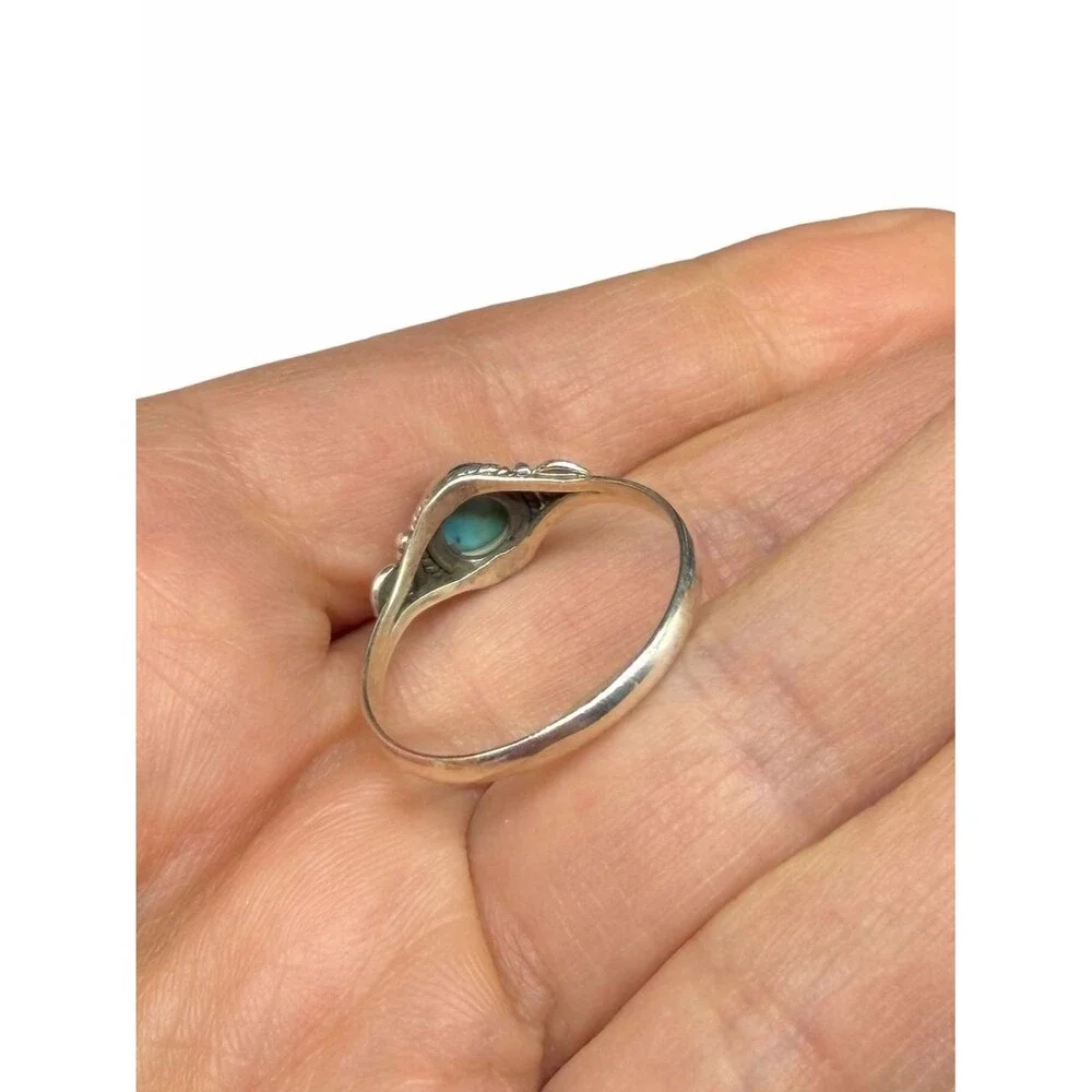 Kingman Turquoise Ring Size 10.5 Solid 925 Sterling Silver Dainty